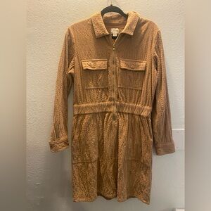 J. Crew Corduroy Dress Women's Size 8 Tan Long Sleeve Zipper